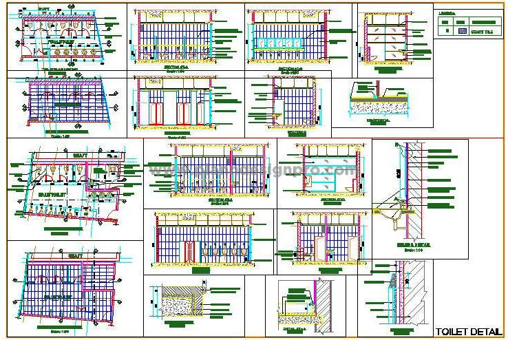 Public Toilet CAD Details- Flooring, RCP, & Wall Elevations